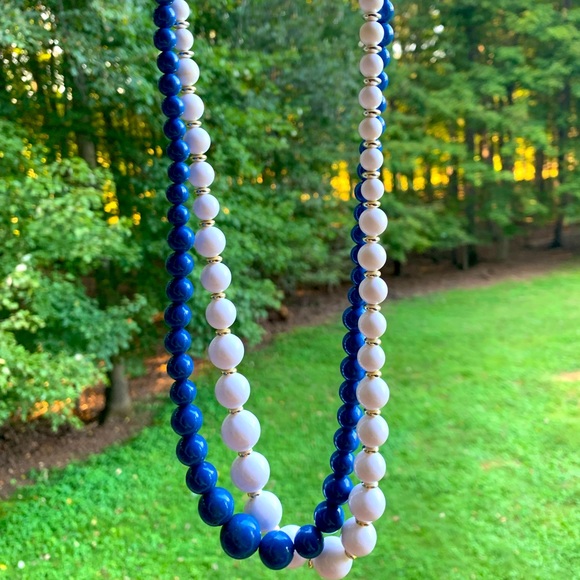 Jewelry - Blue and White Bead Necklaces - Vintage 80’s